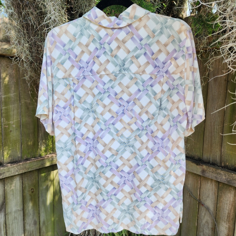 Pastel Lattice Pattern Button Down - image 3